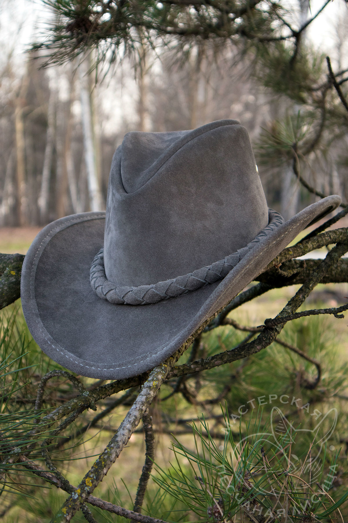 Gray suede Stetson - My, Handmade, Hat, Leather, Craft, With your own hands, Leather products, Longpost, Needlework without process