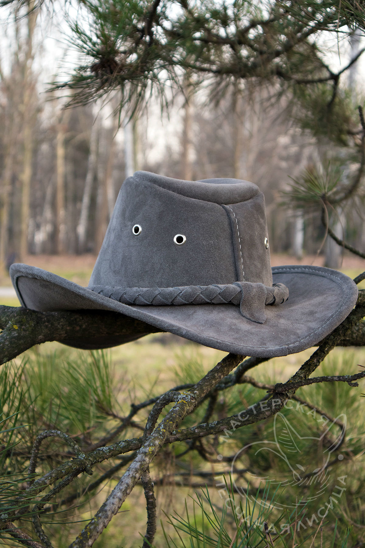 Gray suede Stetson - My, Handmade, Hat, Leather, Craft, With your own hands, Leather products, Longpost, Needlework without process