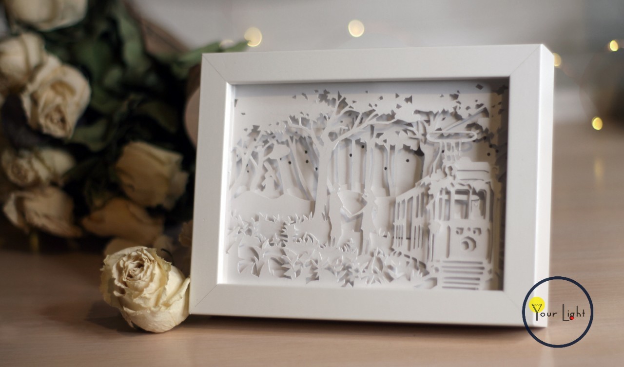 Romantic night - My, Lightbox, Needlework without process, Romance, Love, With your own hands, Shadowbox, Longpost