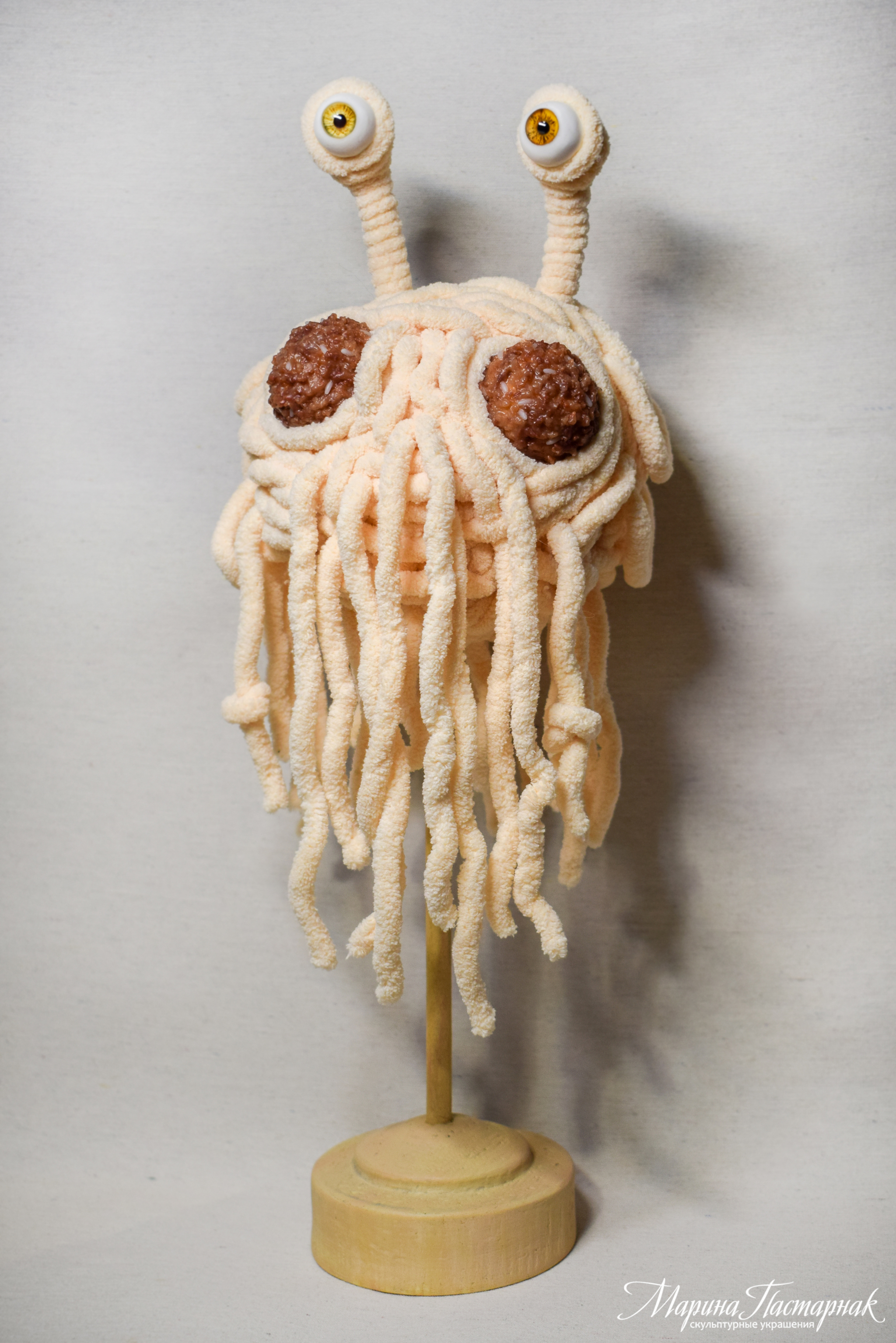 Flying Spaghetti Monster - My, Toys, Flying pasta monster, Handmade, Artist, Creation, Needlework, Monster, Hobby, Longpost