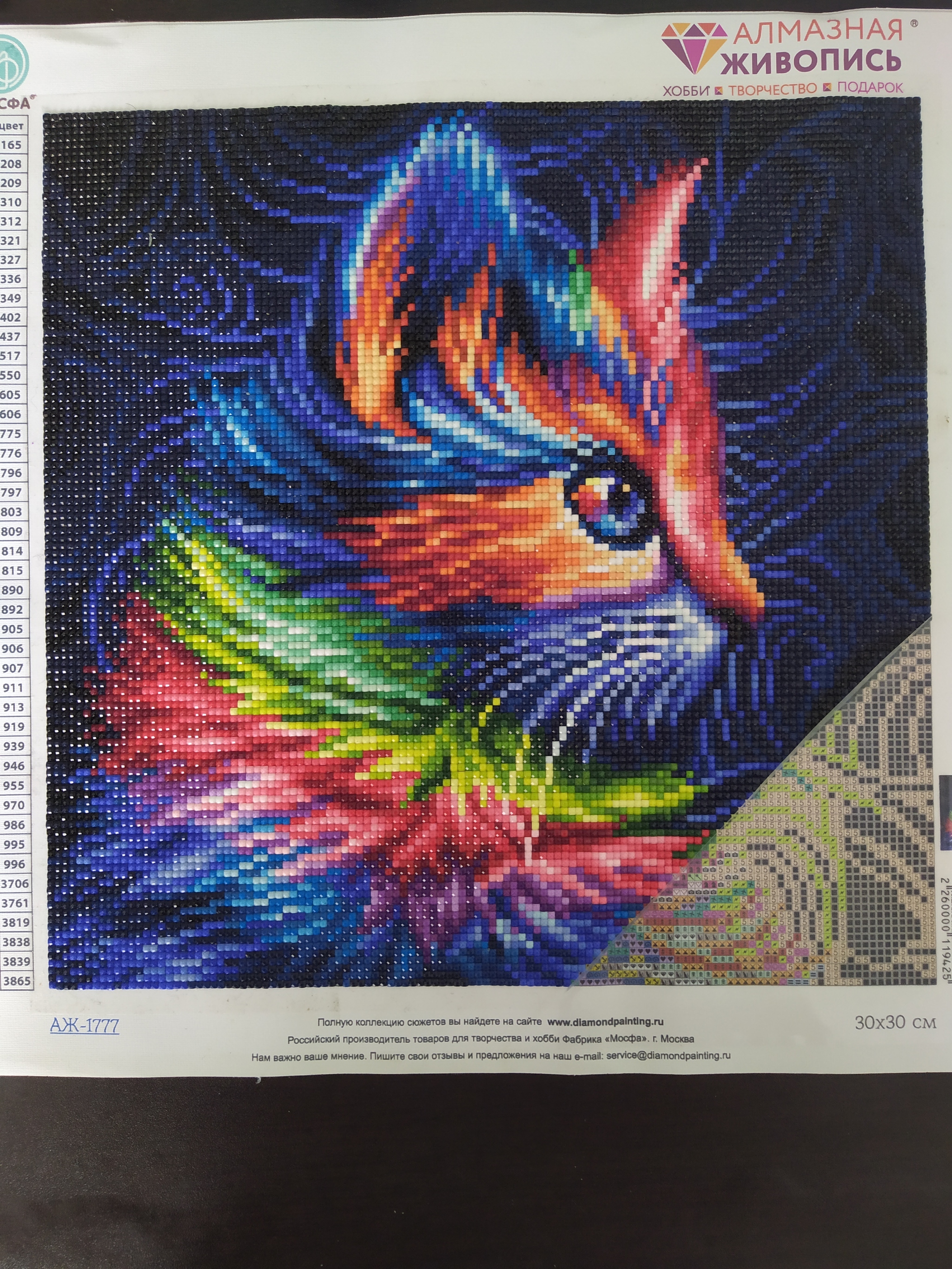 Multicolored cat - My, Needlework, I share, Diamond mosaic, Video, Longpost, Needlework with process