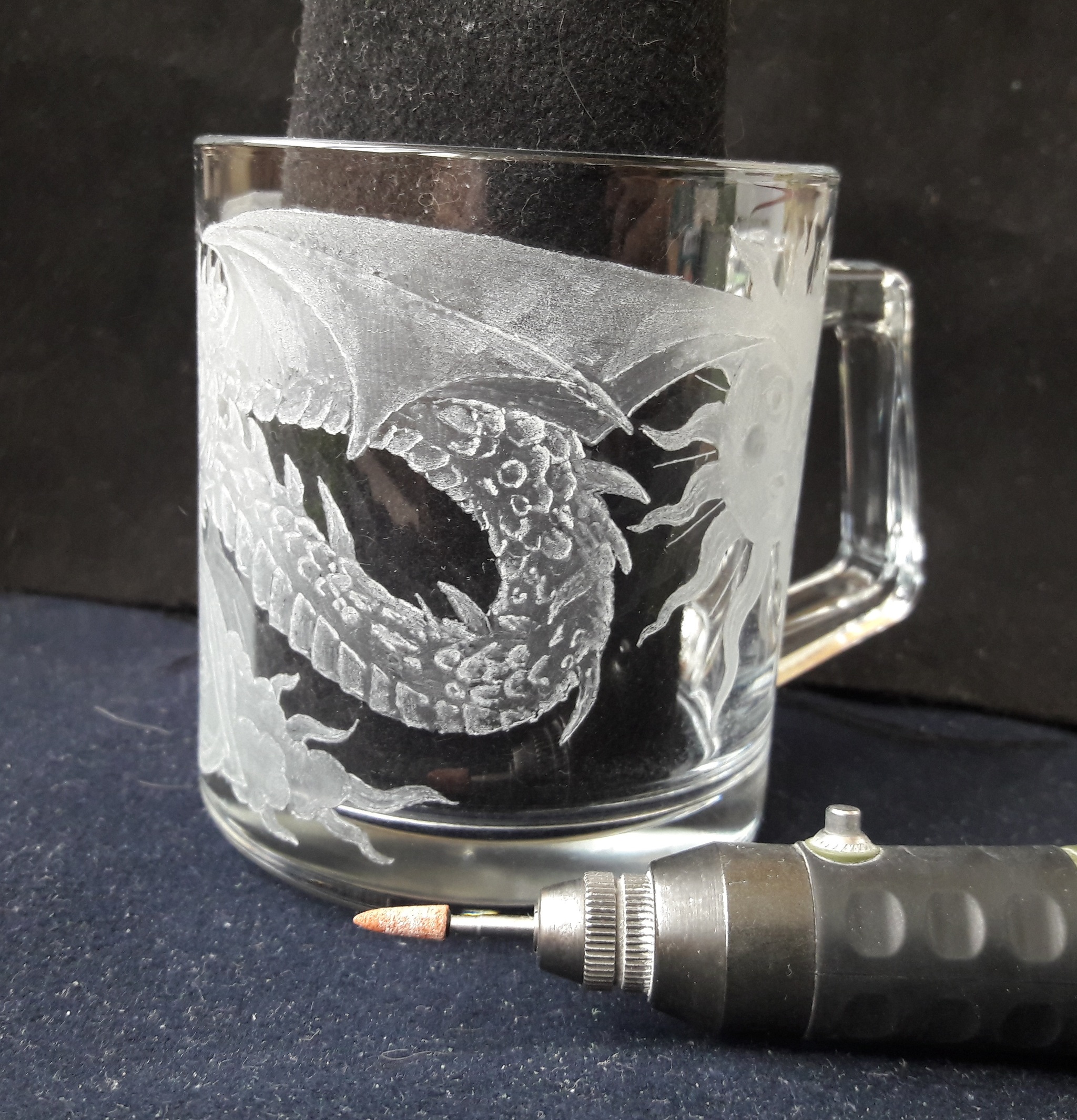 Glass engraving, technical process - My, Needlework with process, Engraving, Hobby, Longpost