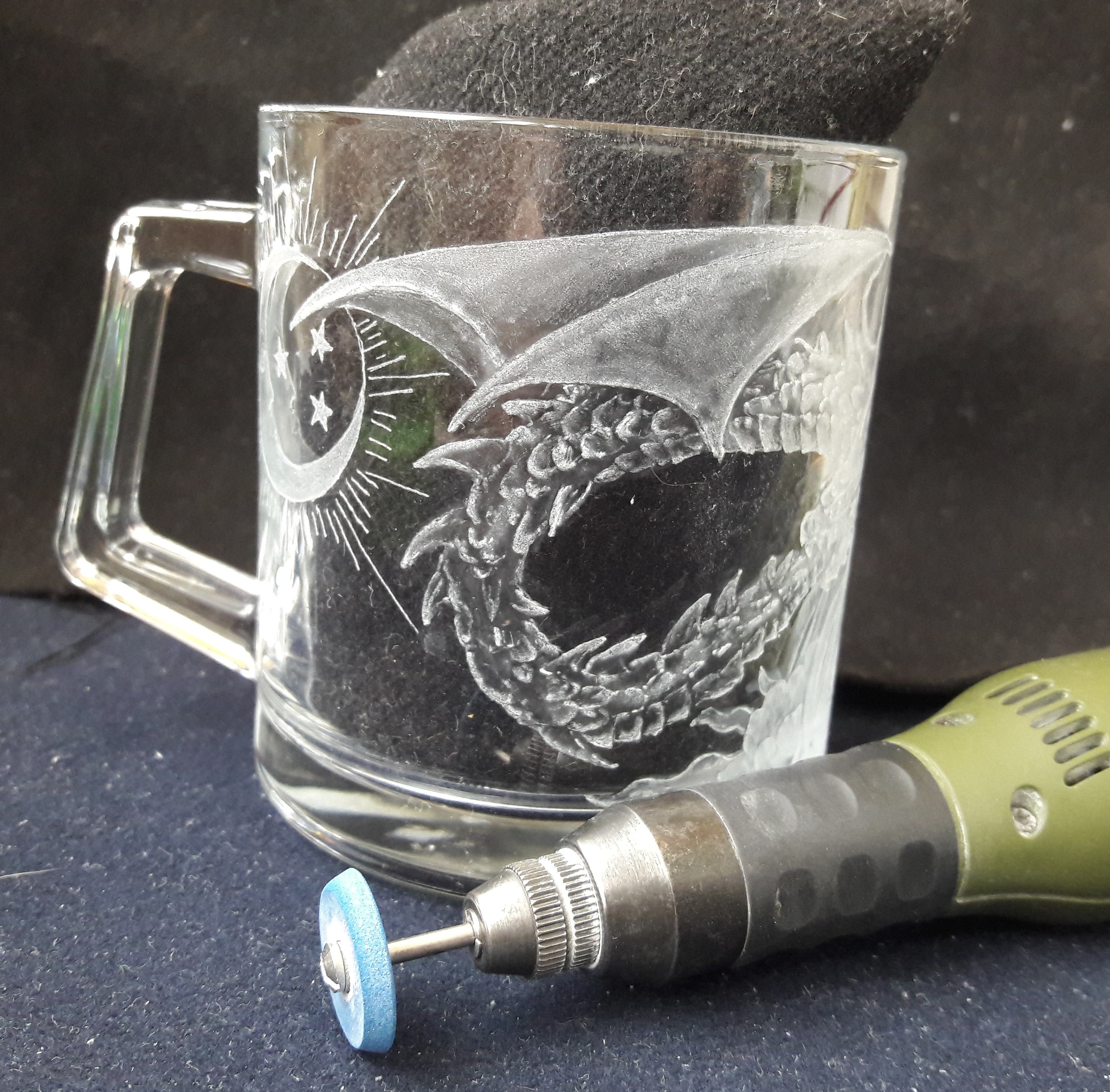 Glass engraving, technical process - My, Needlework with process, Engraving, Hobby, Longpost