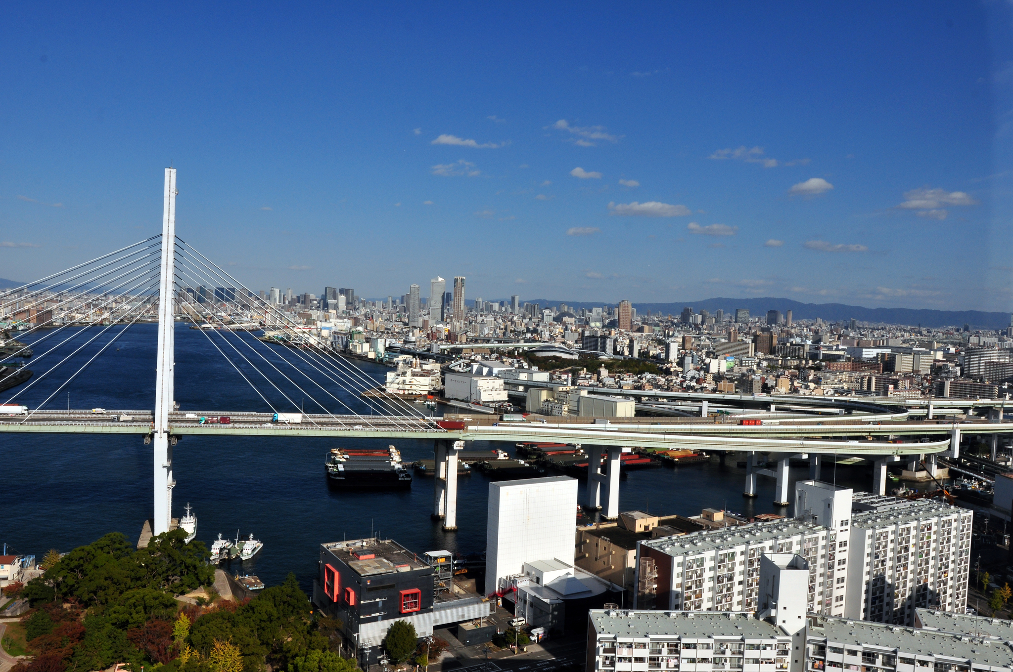 Castle, wheel, tower (Osaka, Japan) - My, Japan, Osaka, Lock, Ferris wheel, Tower, Панорама, Longpost