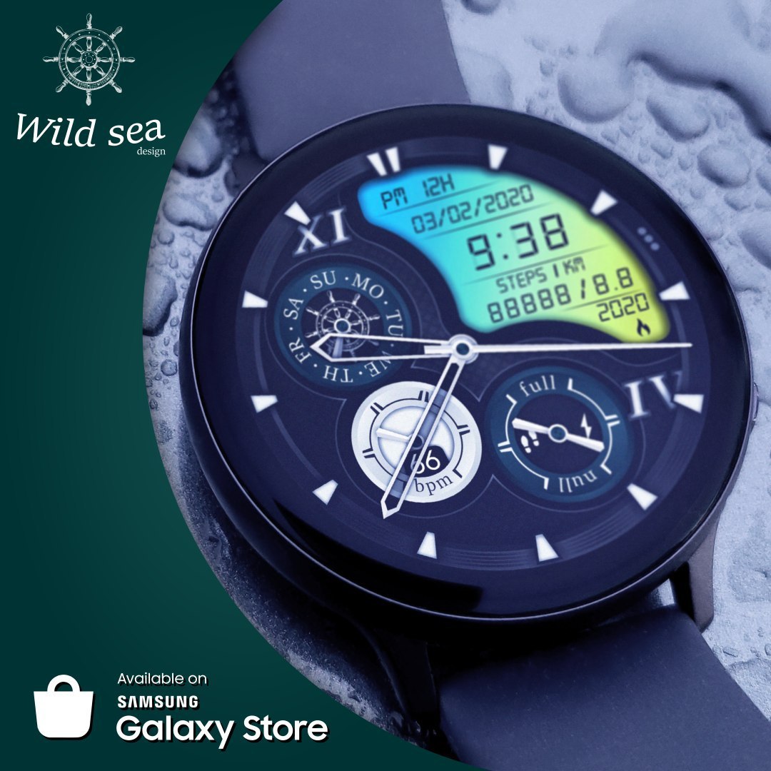 Wild Sea - dial design for Samsung Galaxy Watch - My, Freebie, Design, Clock face, Watchface, Samsung, Samsung galaxy Watch, Samsung Galaxy, Smart watch