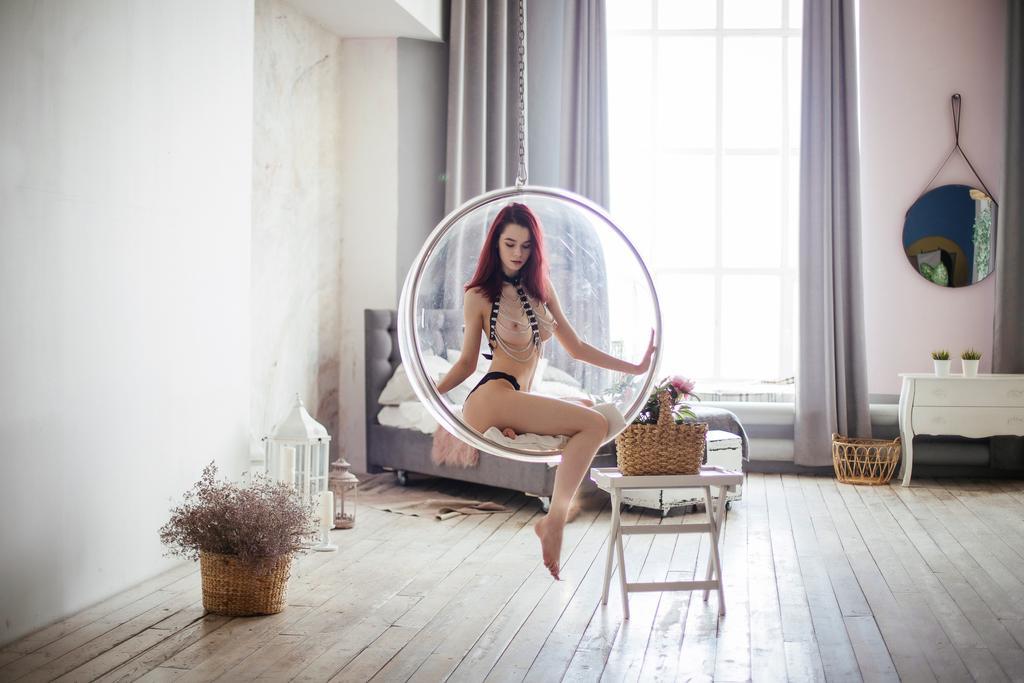 girl and armchair - NSFW, Erotic, Girls, Boobs, Booty, Underwear, Redheads, PHOTOSESSION, Longpost