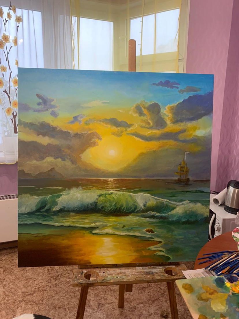 Oil painting “seascape” 2020, step by step - Oil painting, Painting, Butter, Moscow, Artist, Longpost