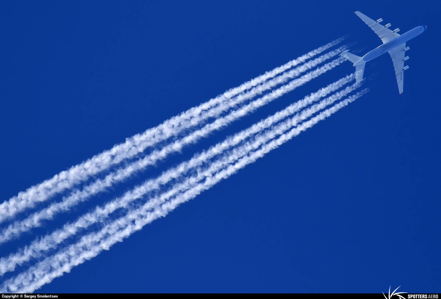 Six-barrel chemtrails - An-225, Airplane, The photo, Sky, Condensation trail, Humor