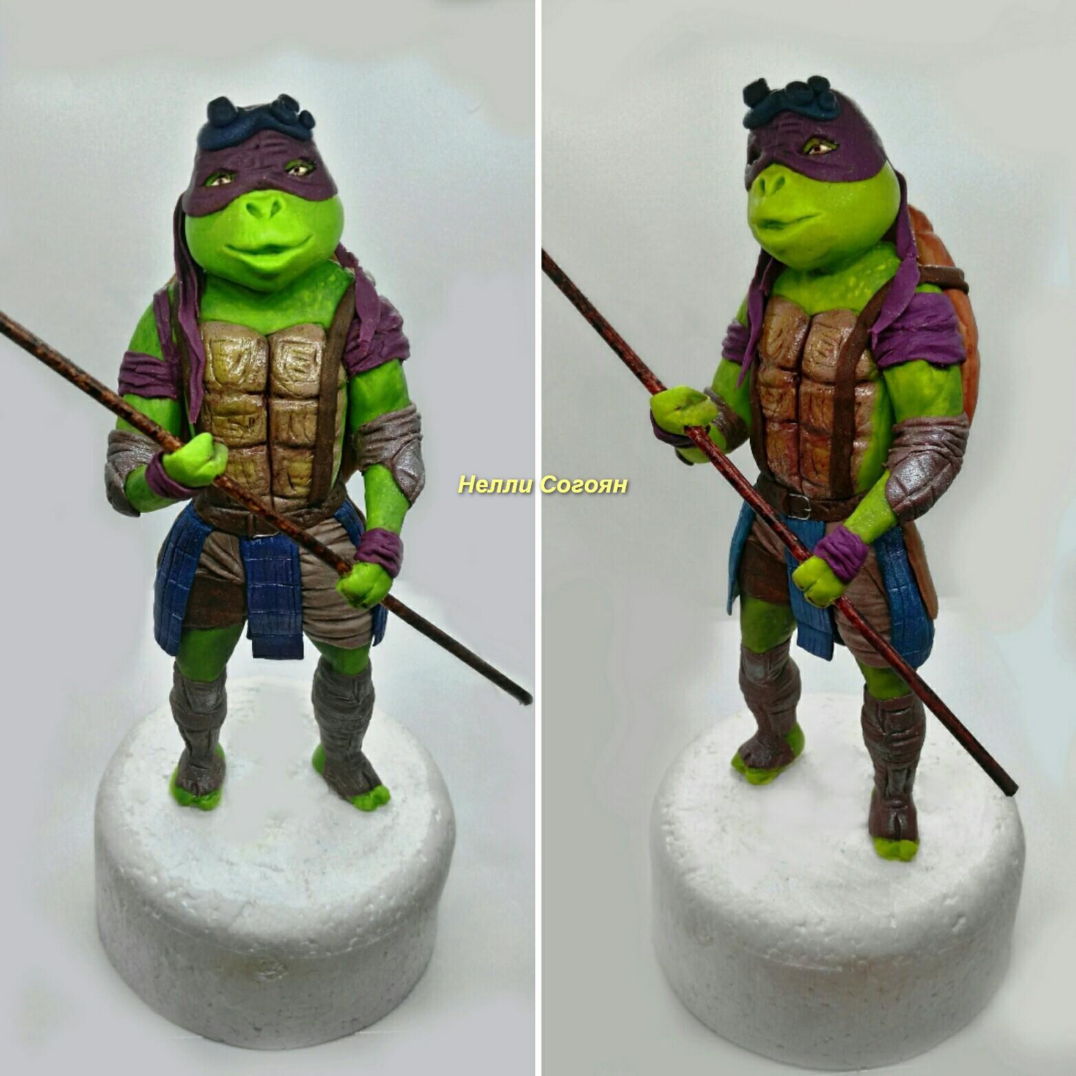 Miniature mastic sculpture - My, Лепка, Teenage Mutant Ninja Turtles, Figurines, Cake, Longpost