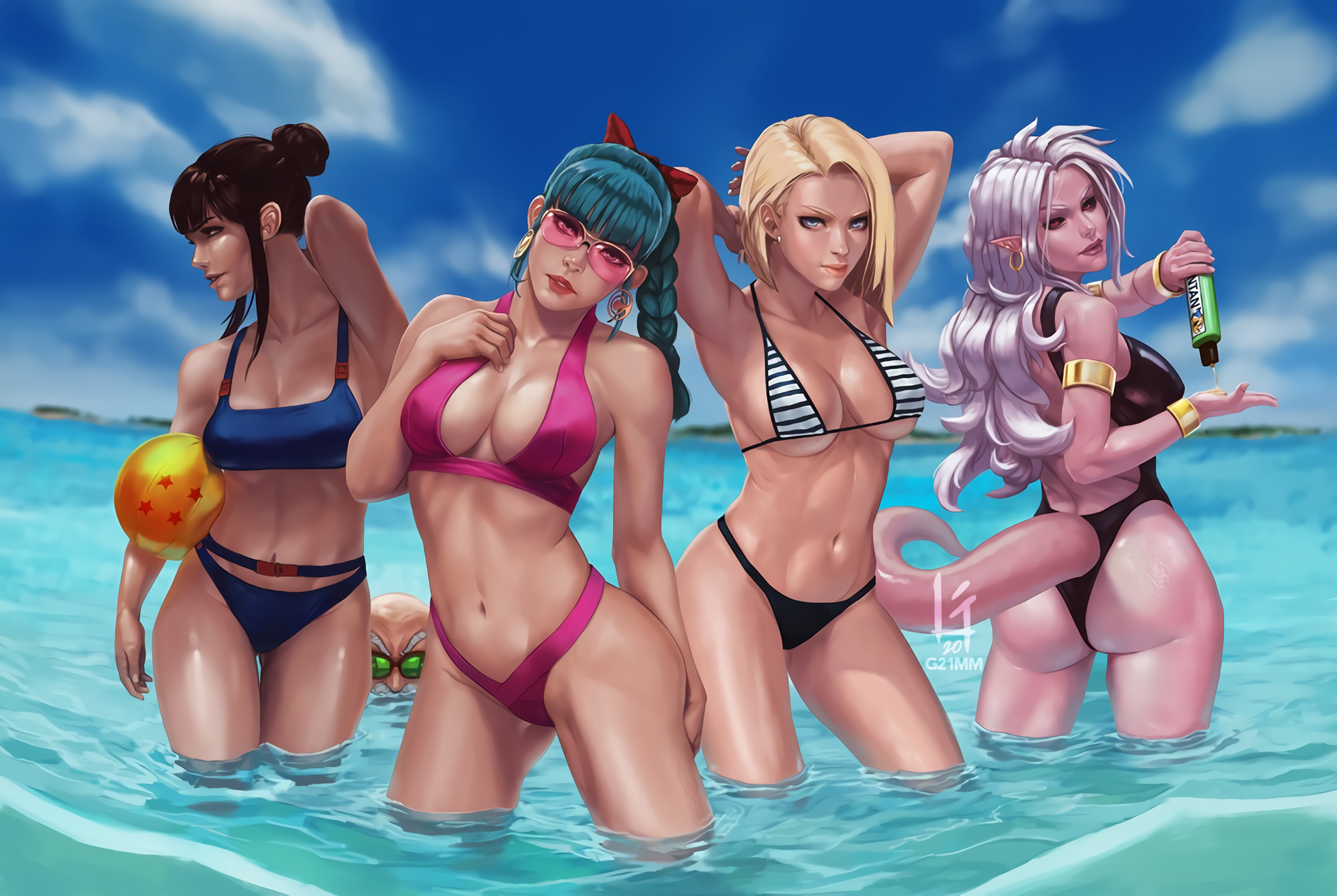 Dragon Ball - NSFW, Anime, Anime art, Dragon ball, Dragon ball z, Boobs, Swimsuit, G21mm, Erotic