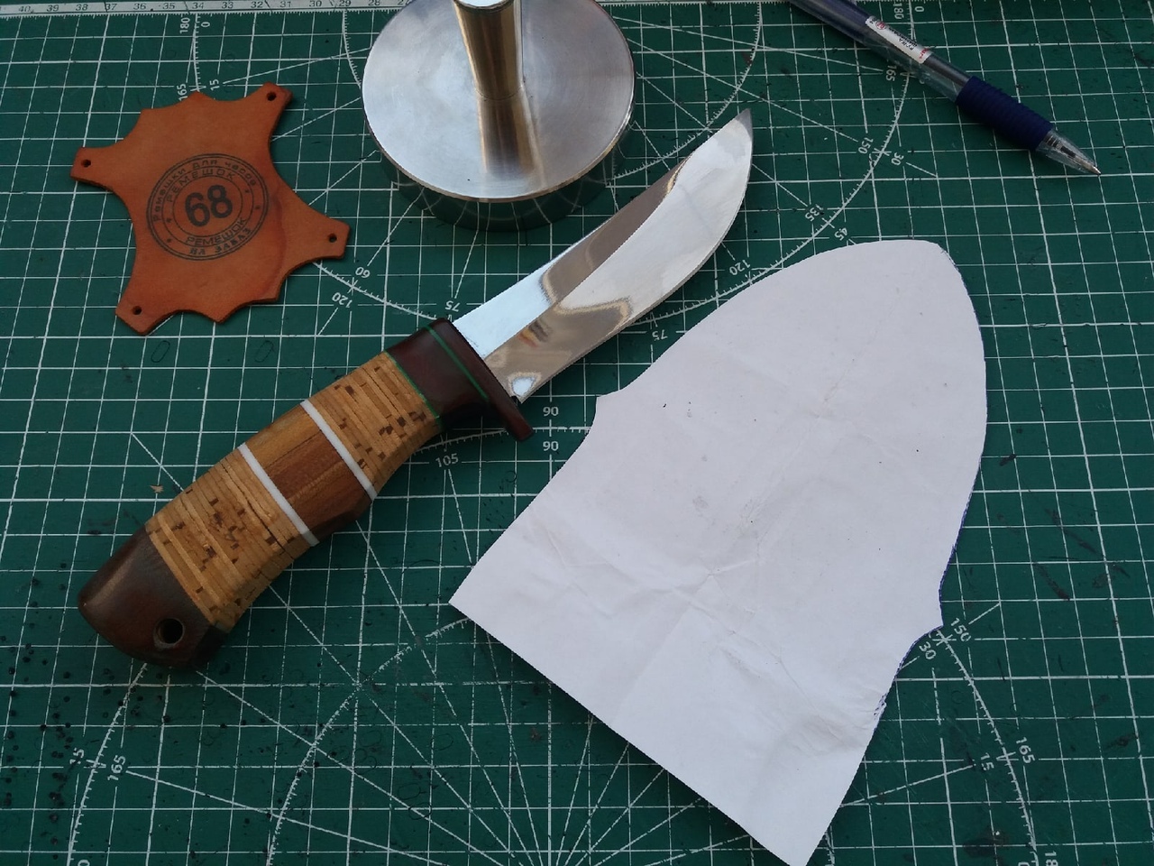 Knife sheath. My first - My, Needlework with process, Longpost, Leather products, Sheath