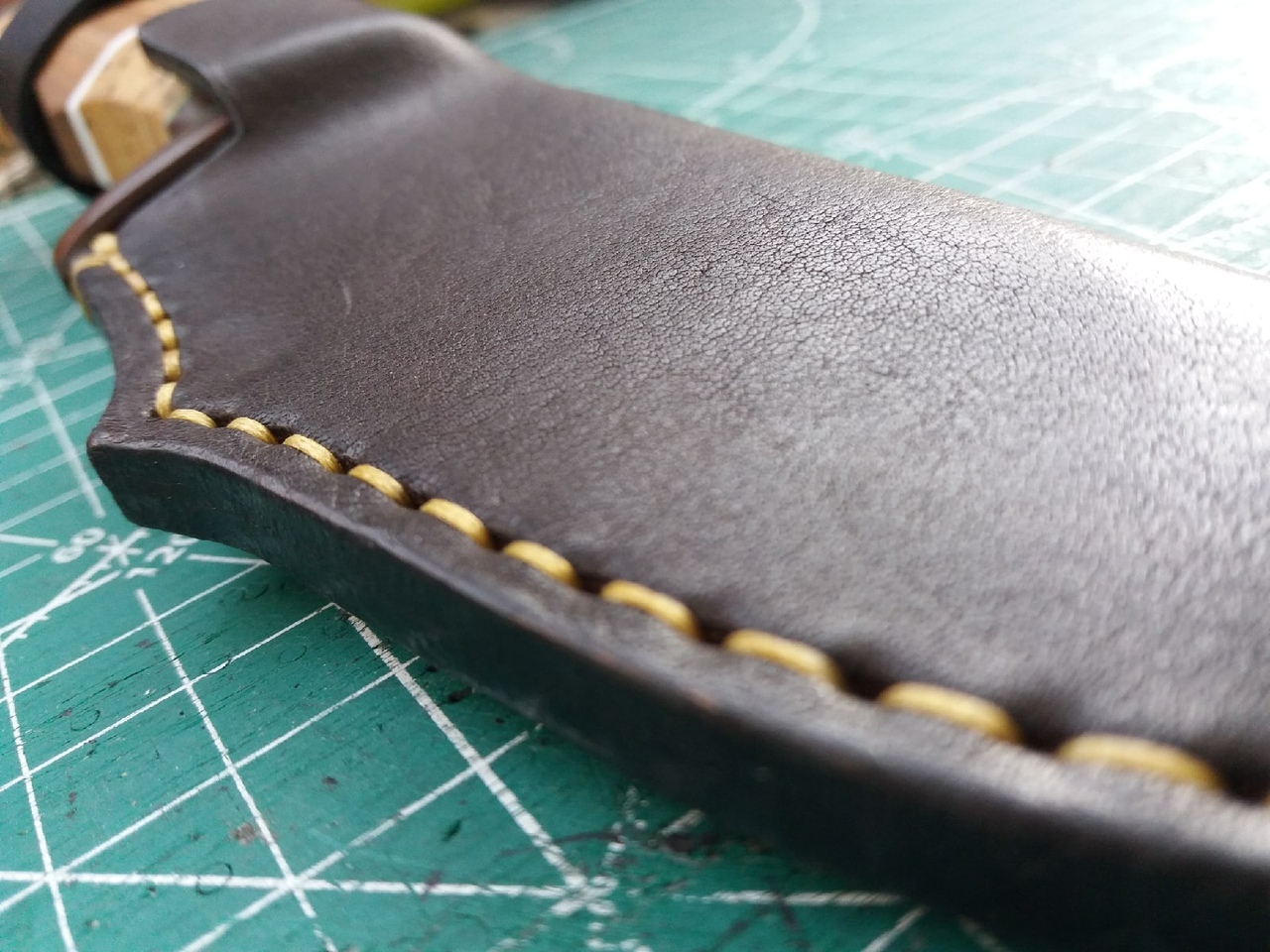 Knife sheath. My first - My, Needlework with process, Longpost, Leather products, Sheath