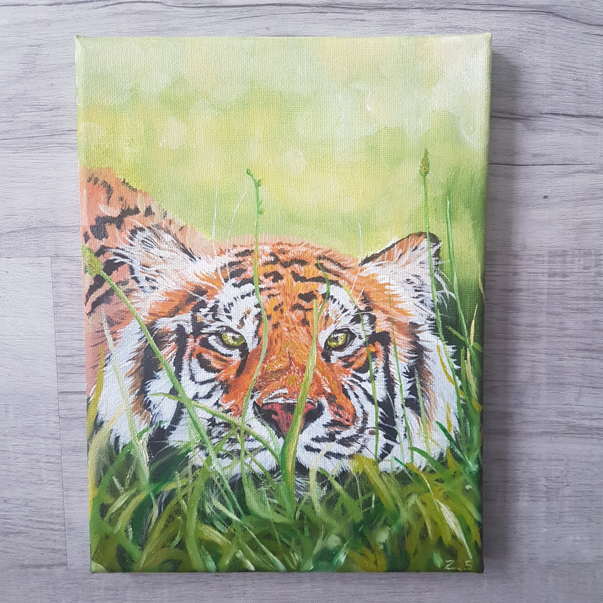 Tiger - My, Tiger, Oil painting, Hobby, Longpost