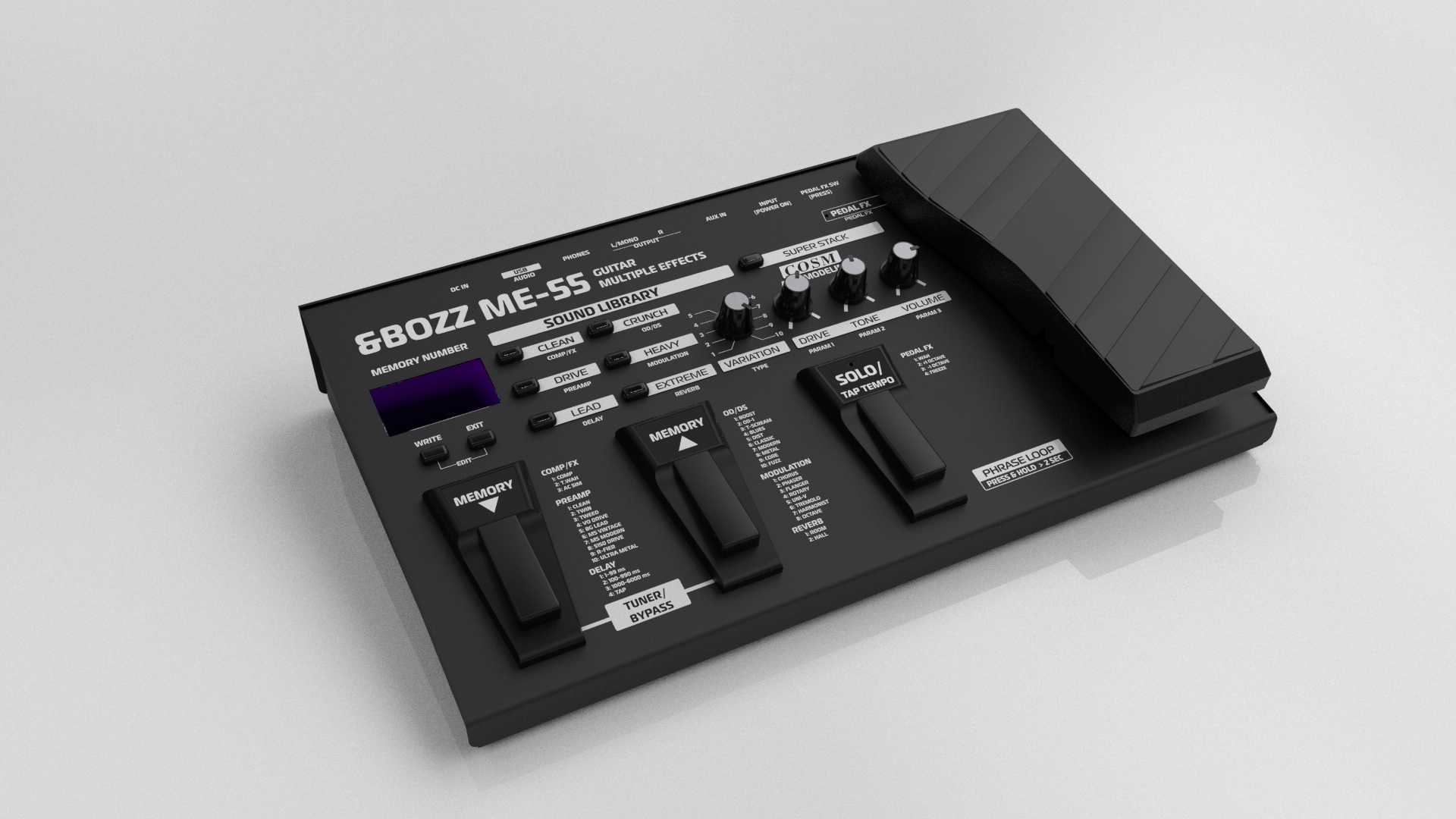 Guitar processor model in Cinema 4D - My, Cinema 4d, 3D, Guitar Processor, Redshift, 3D modeling, Longpost