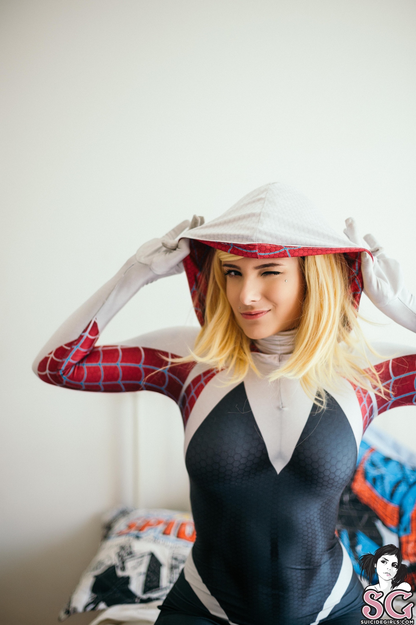 -For friend... - NSFW, Suicide girls, Girls, Beautiful girl, Erotic, Boobs, Breast, Cosplay, Longpost, Gwen Stacy