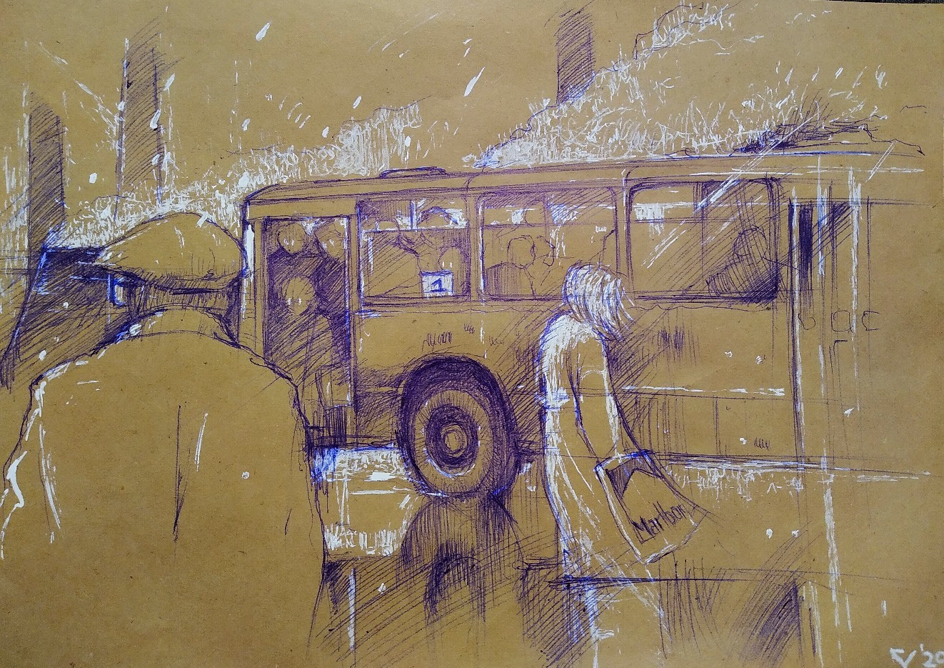 Drawing - My, Drawing, Graphics, Bus, Creation, The street