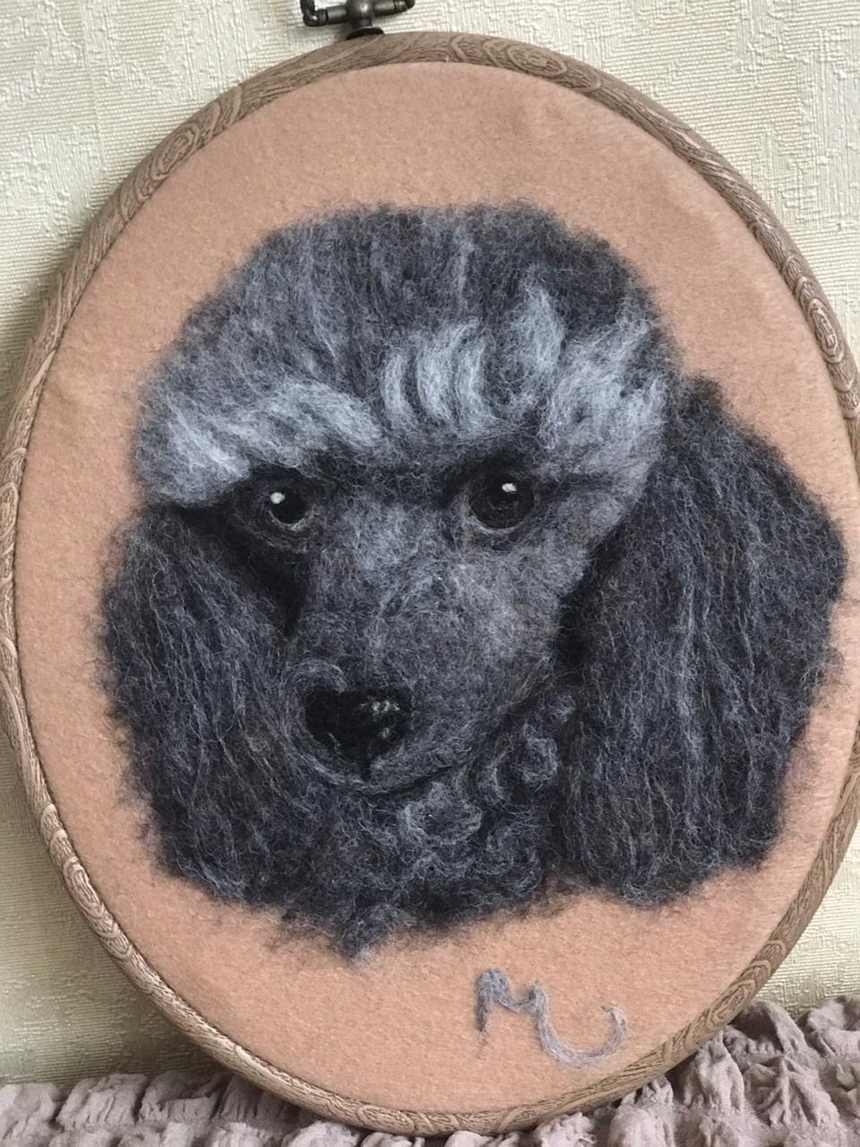 Gift for a friend - My, Portrait, Painting, Dog, Needlework without process, Presents, Creation, Dry felting, Painting, Longpost