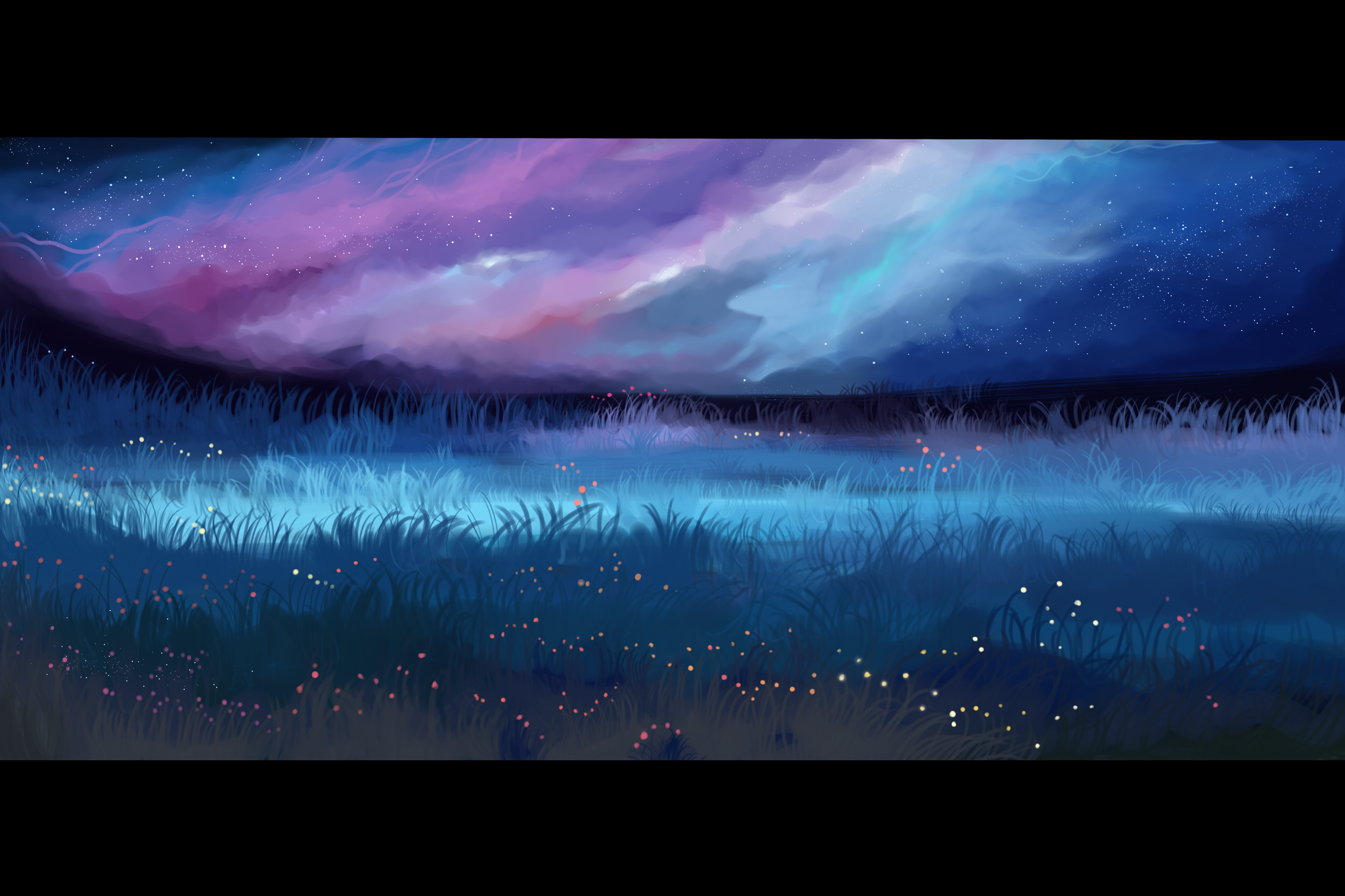 To where dreams are made - My, Art, Drawing, Starry sky, Night, Landscape