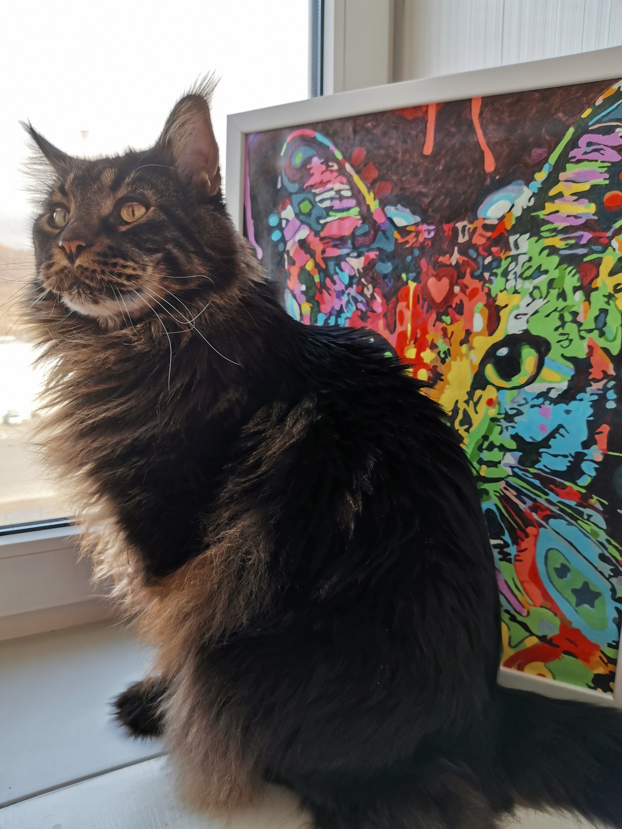 Quarantine art - My, cat, Painting, Modern Art, Quarantine, Drawing, Maine Coon, Longpost