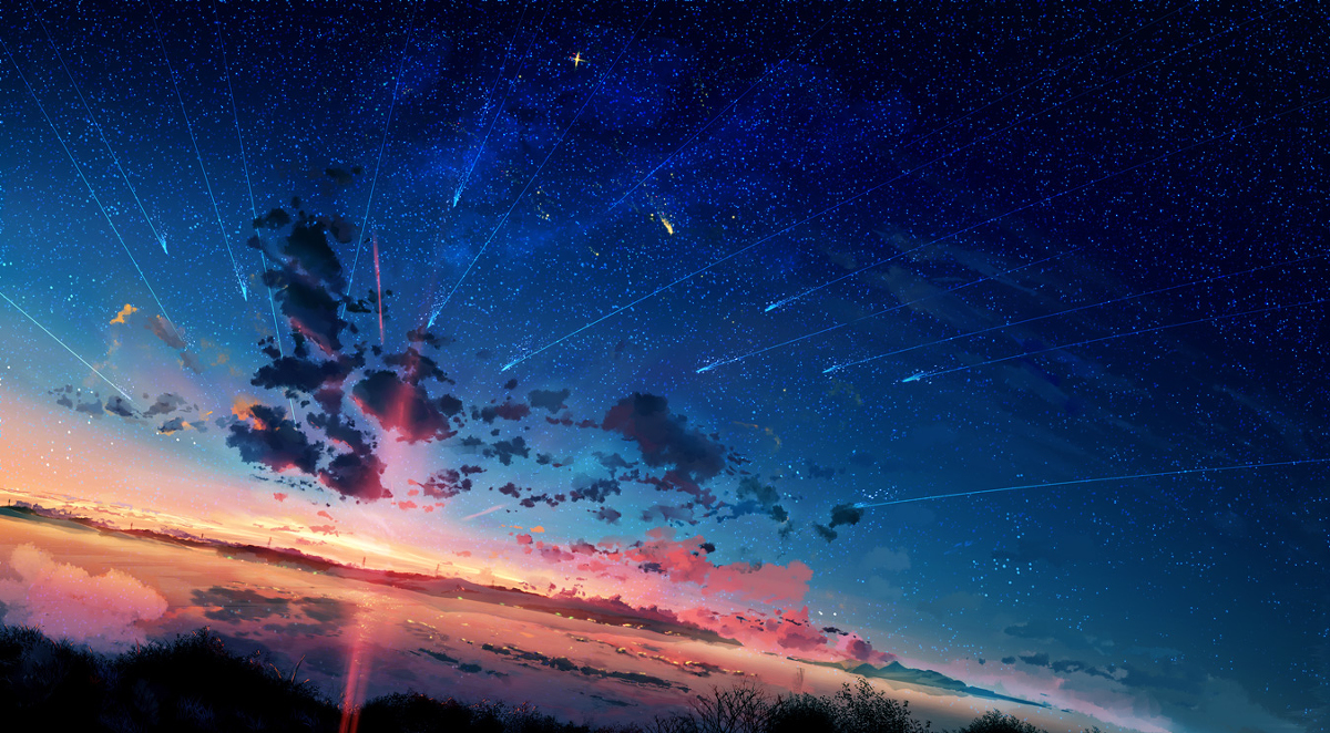 Sky - Art, Illustrations, Sky, Starry sky, Clouds, Pixiv, Longpost