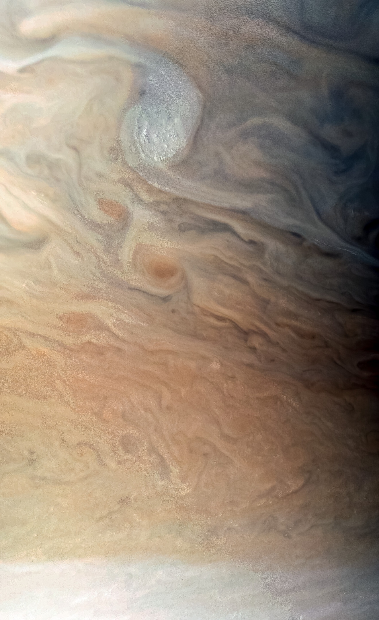 Bizarre shapes and bright colors of Jupiter's atmosphere in Juno images - Jupiter, Juno, Space, Longpost