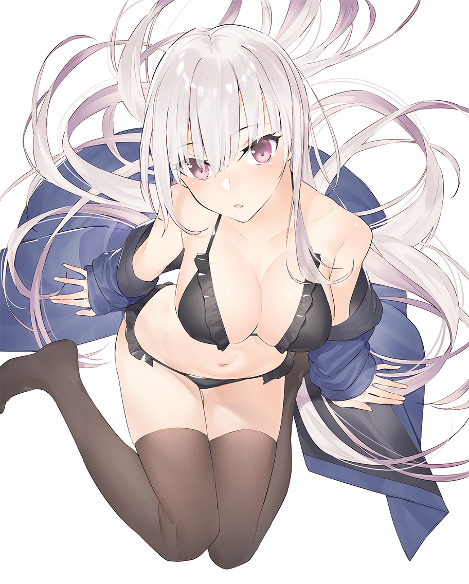 White hair - NSFW, Аниме, Anime Art, Original Character, Белые волосы, Нижнее белье, Купальник, Попа, Грудь, Длиннопост