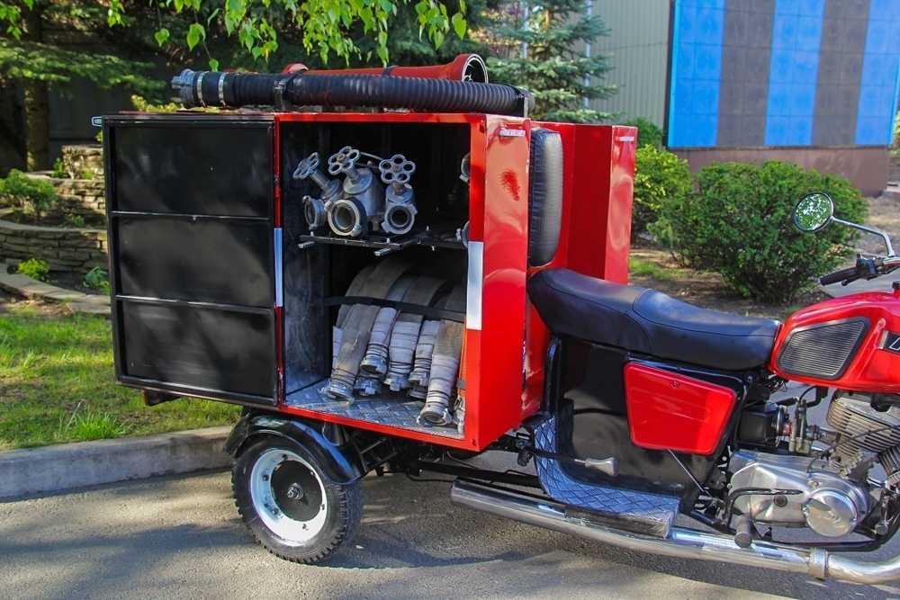 Firefighter motorcycle restored - My, Moto, Motorcycle IZH, Ministry of Emergency Situations, Reconstruction, Khartsyzsk, Donetsk, Museum, Longpost