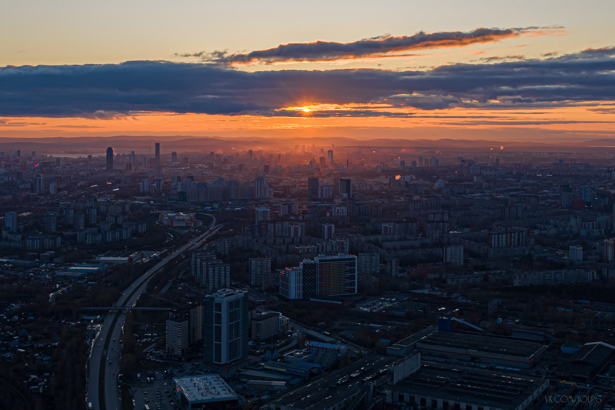 Sunset over Yekaterinburg - My, Sunset, Dji, DJI Mavic PRO, Yekaterinburg, Drone, The photo