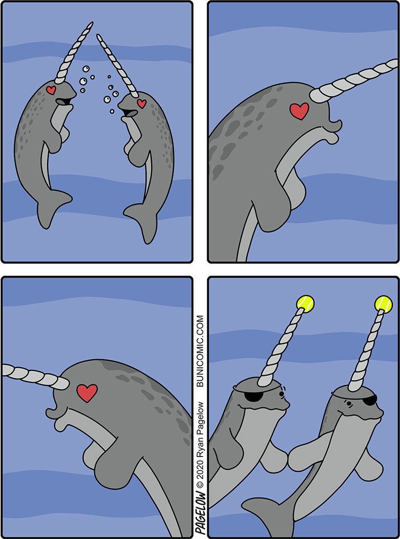 Features of love among Narwhals - Buni, Pagelow, Love, Horns, Narwhals, Eyes, Comics