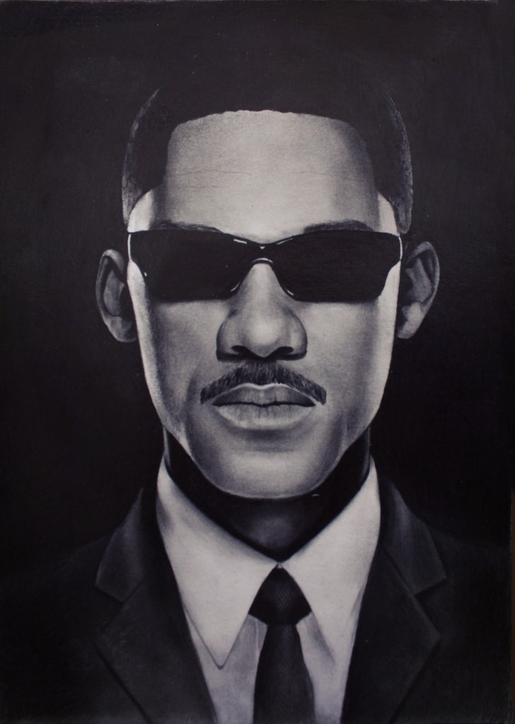 Whatman paper, A4 format, pencil - My, Portrait, Pencil, Drawing, Pencil drawing, Will Smith