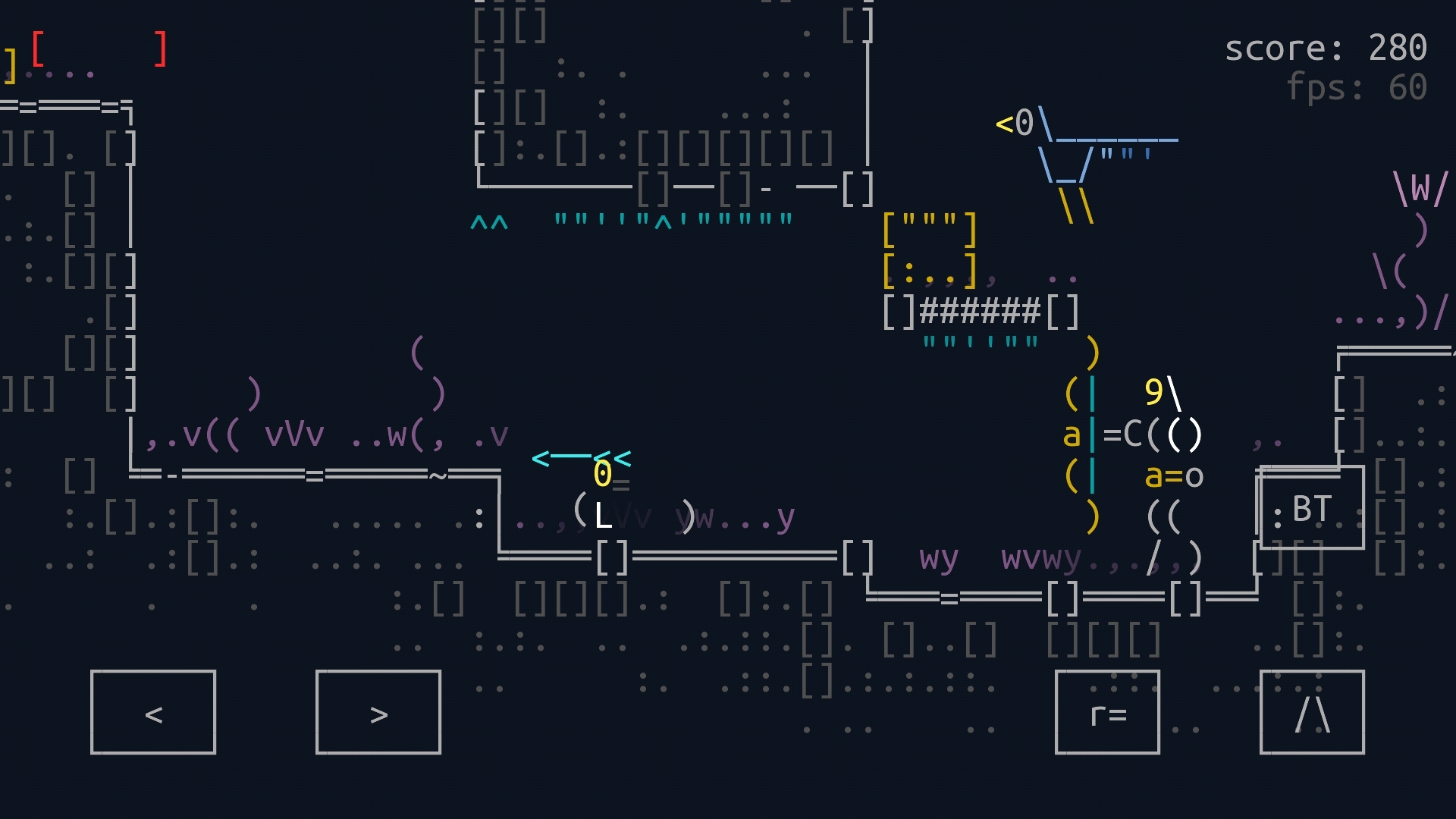 Инди платформер с ASCII-артом и процедурной генерацией - Моё, ASCII, Инди игра, Процедурная генерация, Платформер, Android, Гифка, Длиннопост