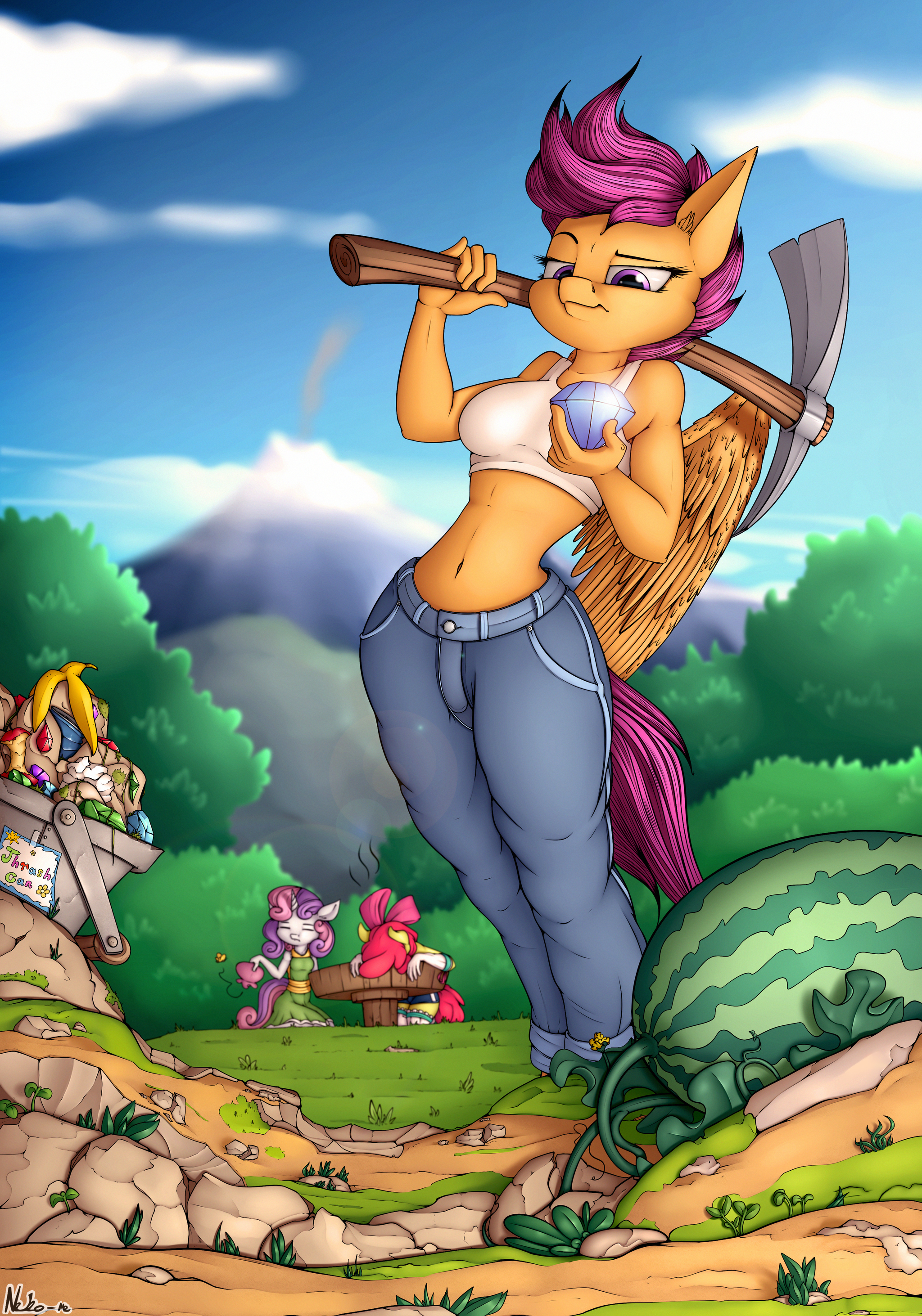 In search of treasure - My little pony, Applebloom, Sweetie belle, Scootaloo, Anthro