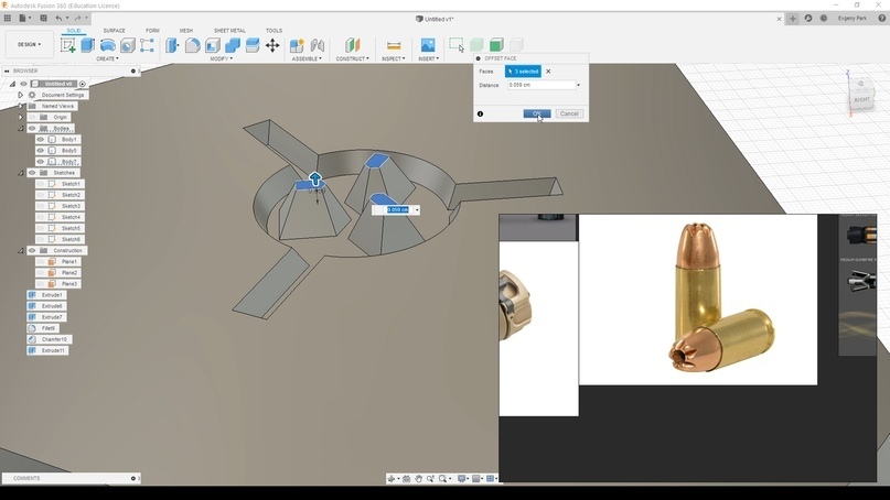 How to create a futuristic bullet in Fusion 360. Part 2 - My, Gamedev, Fusion 360, Xyz, 3D, 3D modeling, Game design, Computer games, Longpost