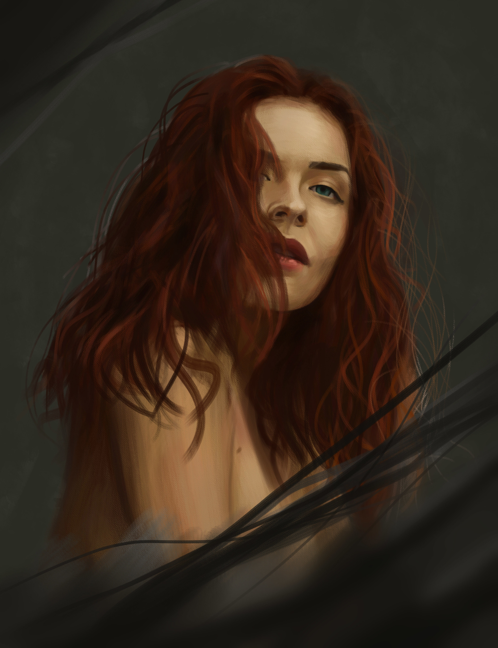 Digital portrait - My, Beautiful girl, Art, Creation, Digital drawing, Photoshop, Corel Painter, Redheads, Drawing