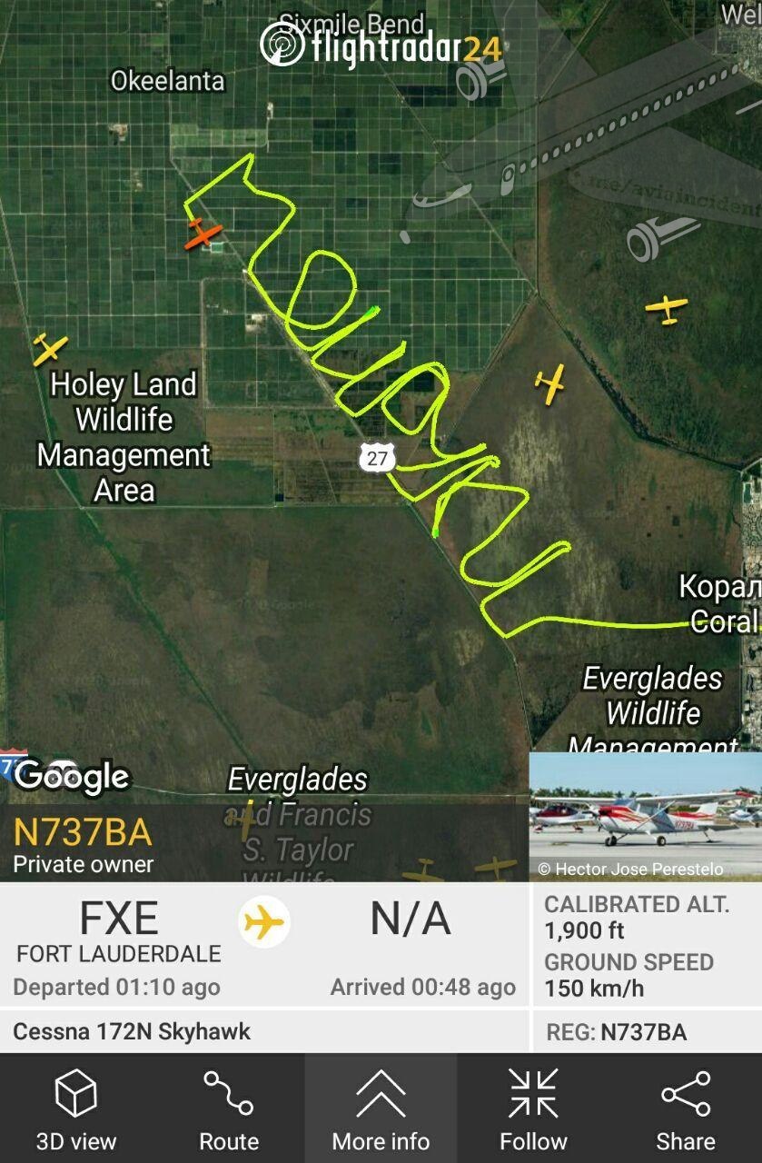 Wash your hands! - Flightradar24, Cessna 172, USA, Miami, Airplane