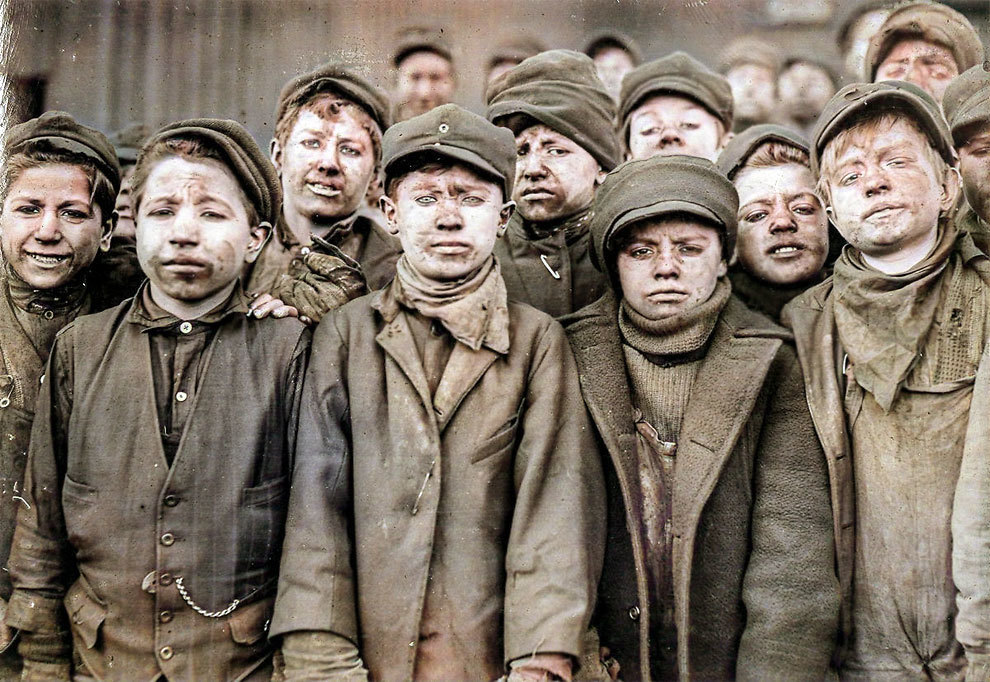 Child labor in America at the beginning of the twentieth century (colorization b/w photo) - Colorization, The photo, USA, Story, Capitalism, Exploitation, Child labour, Longpost