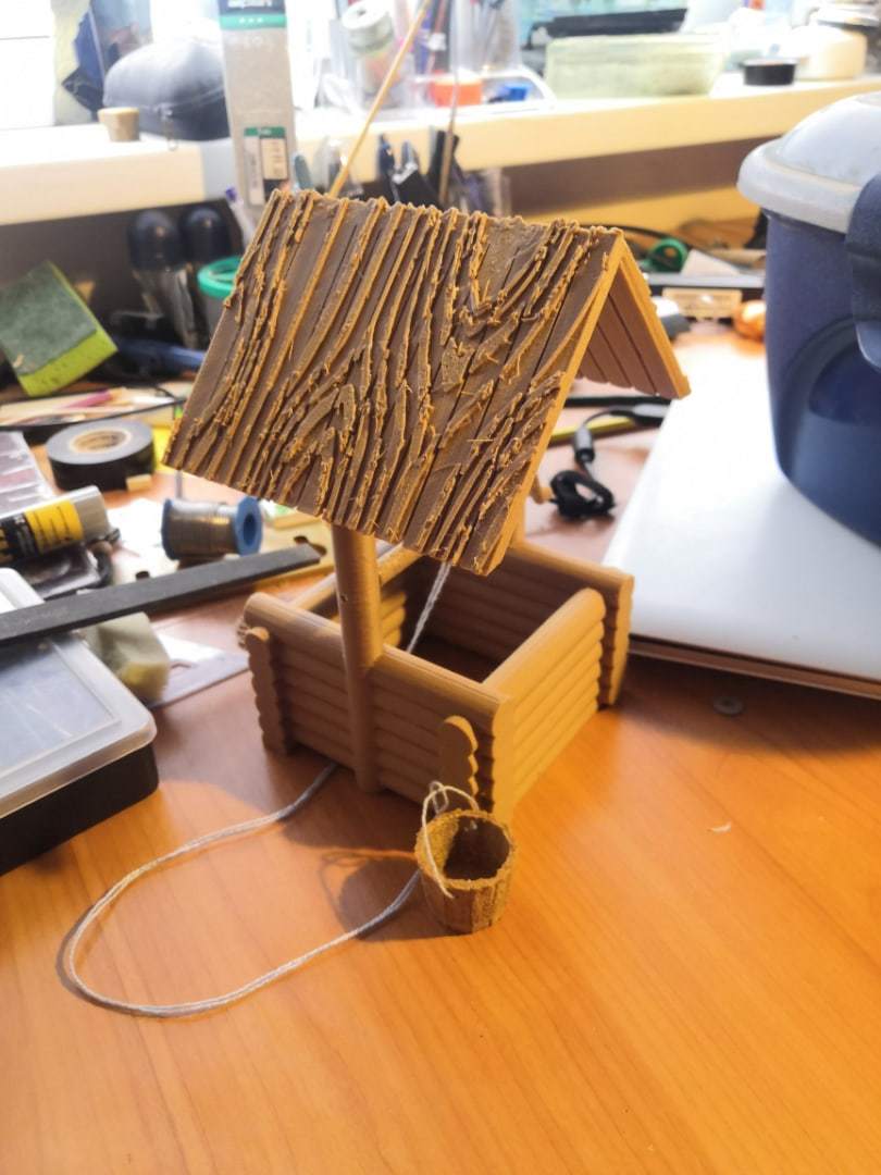 A real wooden well on a 3D printer - My, 3D печать, 3D modeling, 3D printer, Prefabricated model, Longpost