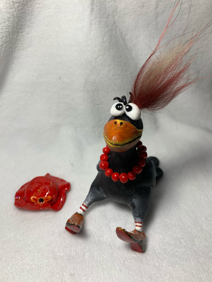 Well, why am I not like everyone else)? - My, Polymer clay, Longpost, Handmade, Crow, Needlework with process