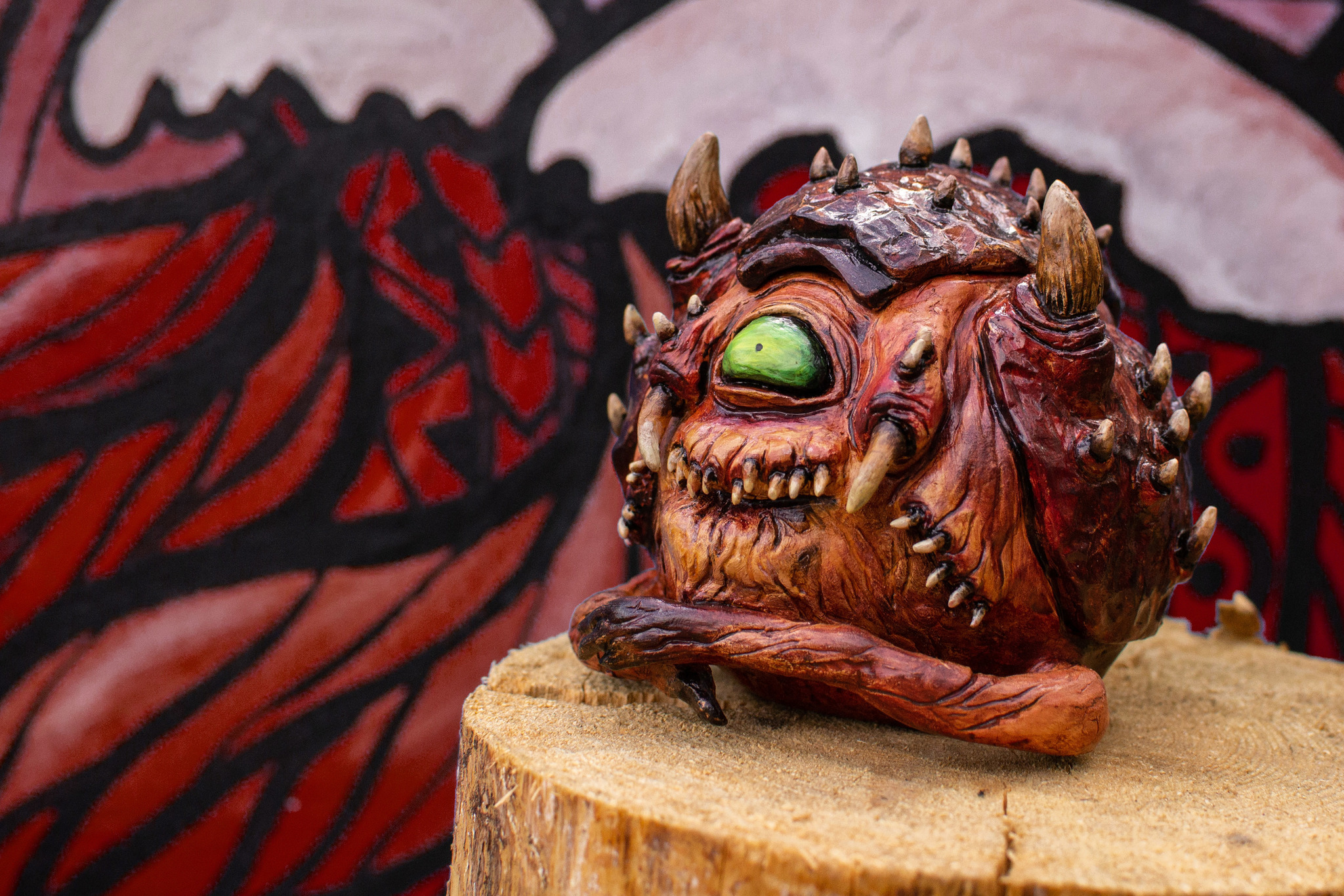 Clay and a little Doom - My, Ceramics, Лепка, Handmade, Doom, Clay, Longpost, Needlework with process, Kacodemon (Doom)