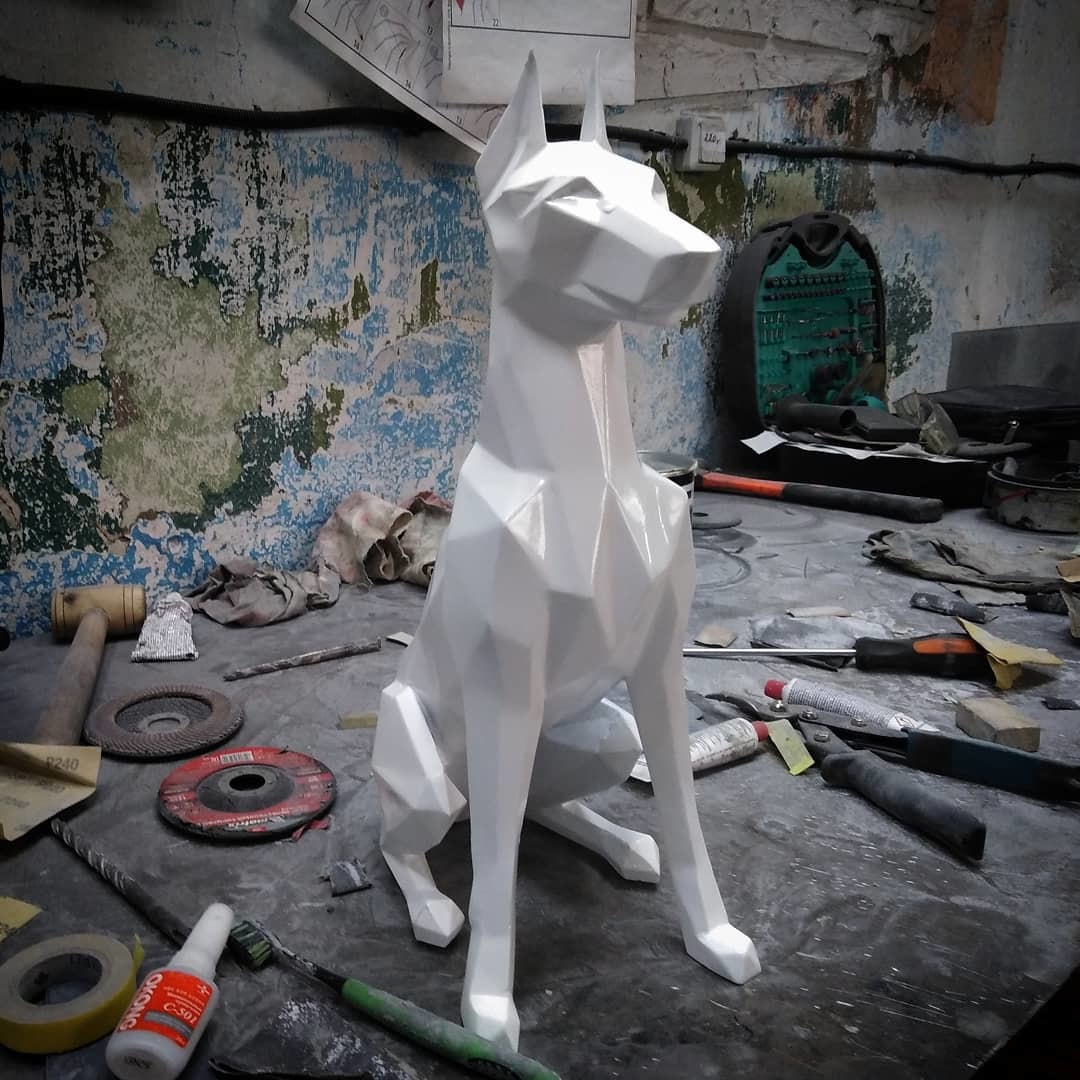 Who let the dogs out?) - Моё, Доберман, Собака, Сварка, Ручная работа, Papercraft, Длиннопост