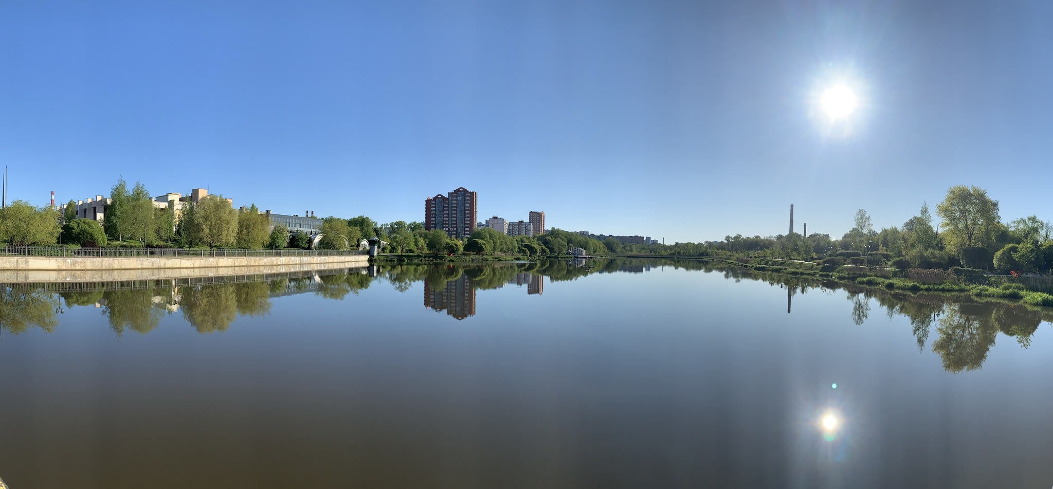 Цветы и город на реке - Моё, Мобильная фотография, Фото на тапок, Фотография, Цветы, Уличная фотография, Отражение, Небо, Утро, Длиннопост