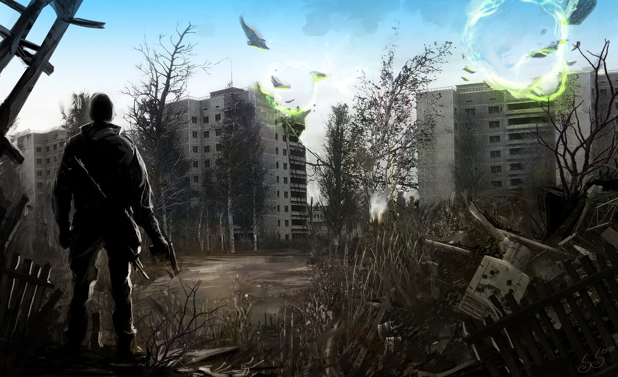 Stalker art (Zone) - My, Art, Photoshop, Collage, Stalker, Zone, Landscape, Longpost, Fan art