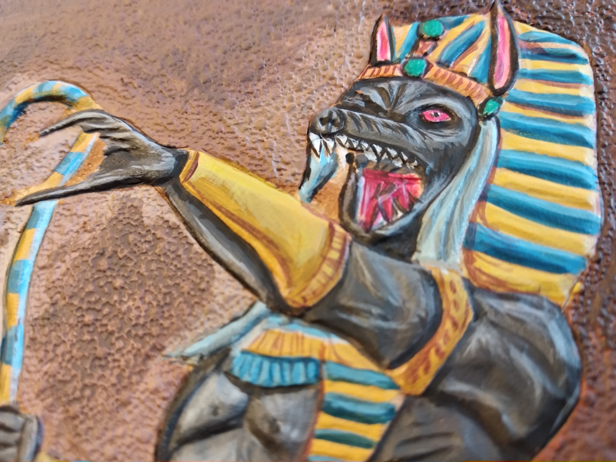 The appearance of Anubis!!! - My, Leather, Needlework with process, With your own hands, Acrylic, Anubis, Video, Longpost