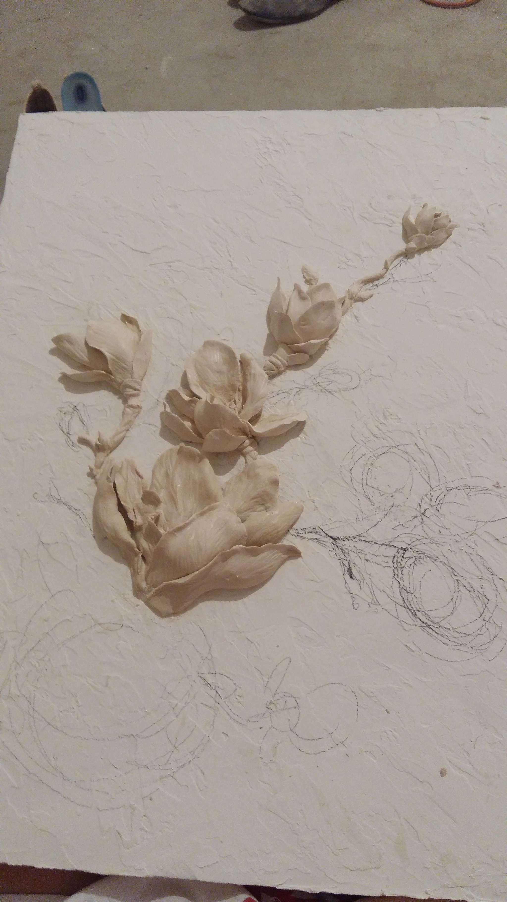 One of my first works! - My, Handmade, With your own hands, Art, Flowers, Лепка, Gypsum, Longpost