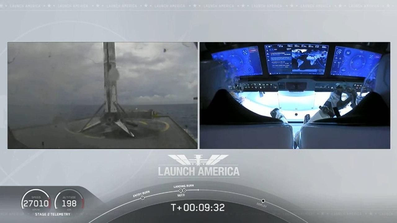 The Falcon 9 launch vehicle successfully launched the Crew Dragon manned spacecraft into orbit! - Spacex, Falcon 9, Dragon 2, Space, NASA, Running, Astronaut, Video, Longpost