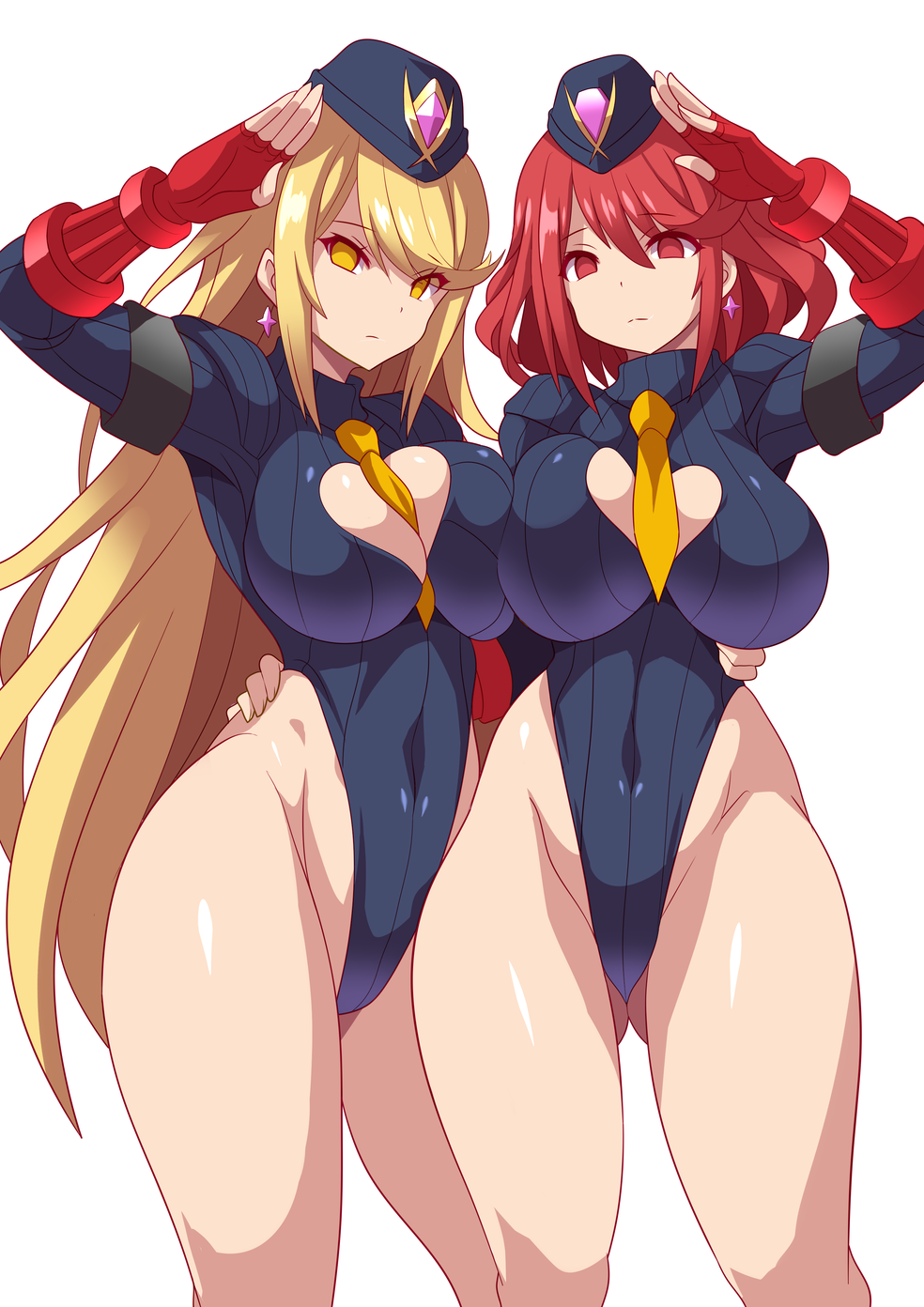 Mythra and Pyra from Xenoblade Chronicles 2 - NSFW, Anime art, Xenoblade 2, Pyra, Konno tohiro, Bunnysuit, Computer games, Longpost, Street fighter