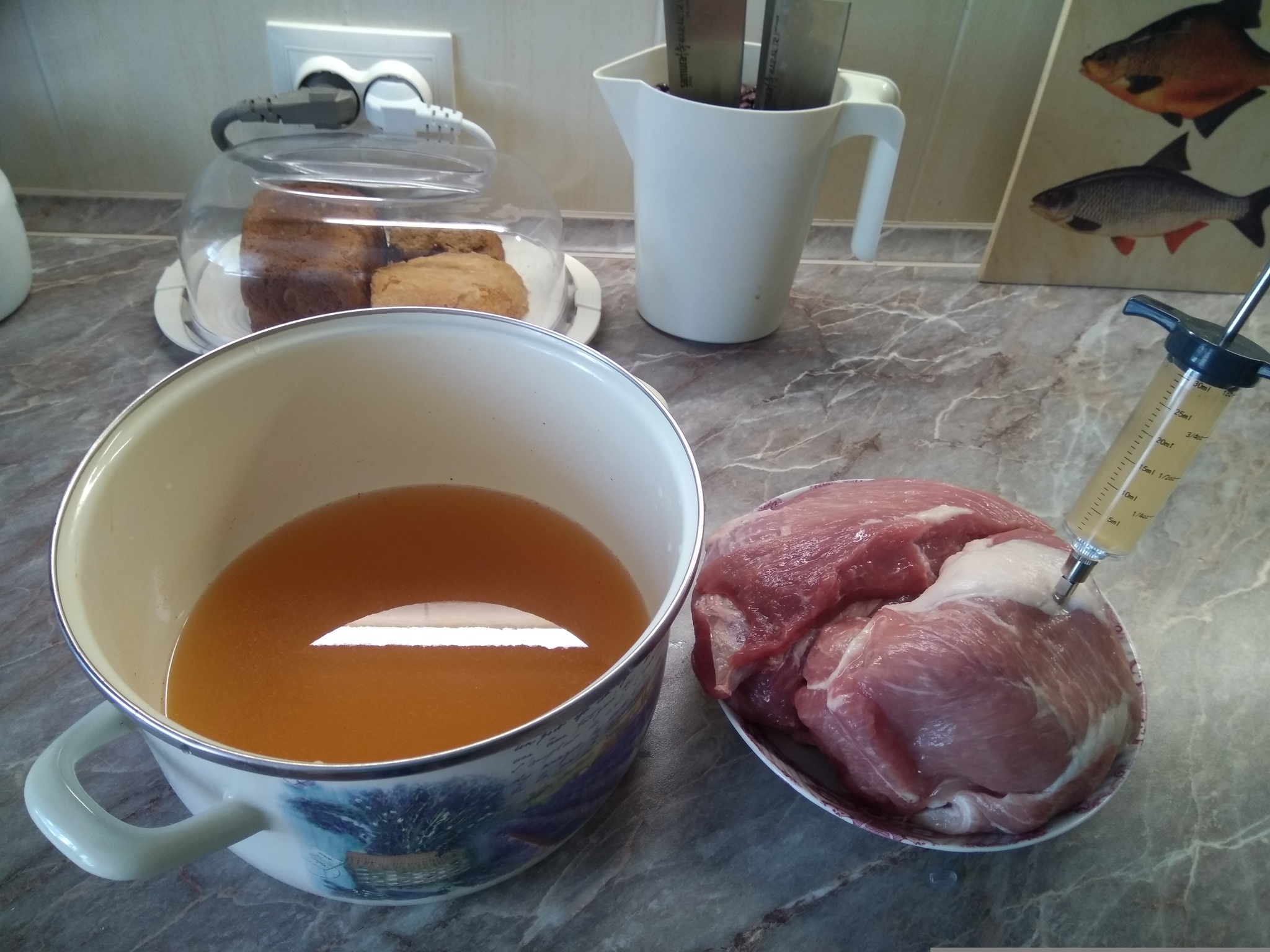 Real smoked-boiled ham in an old pressure cooker in the apartment - My, Meat, Delicacy, Longpost