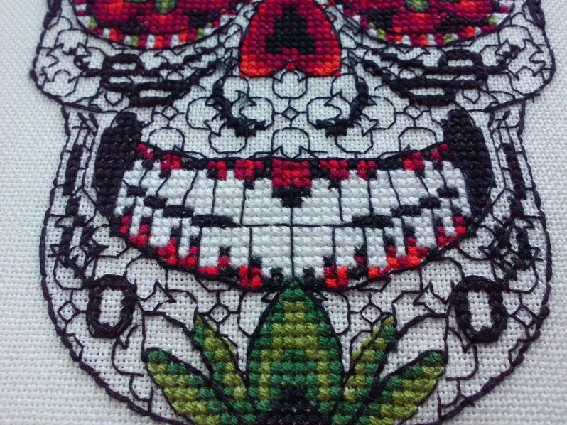 One of my favorite projects - My, Embroidery, Cross-stitch, Needlework, Hobby, Scull, Longpost, The day of the Dead, Mexico