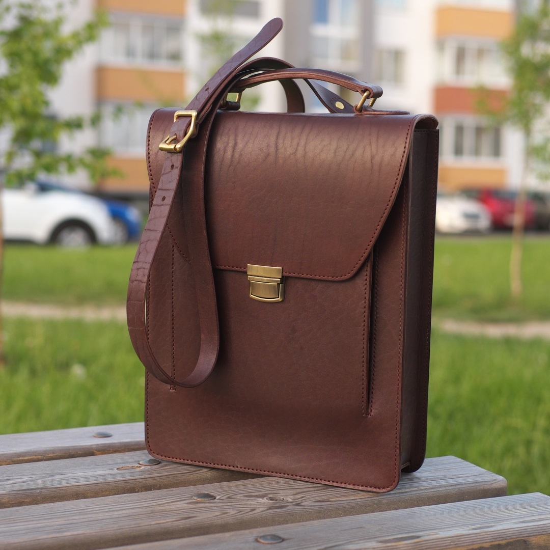 Bag-tablet made of yuft leather with lining - My, Tablet Bag, Russia leather, Longpost