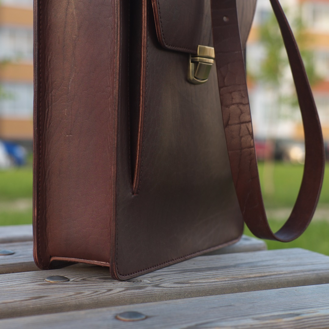 Bag-tablet made of yuft leather with lining - My, Tablet Bag, Russia leather, Longpost